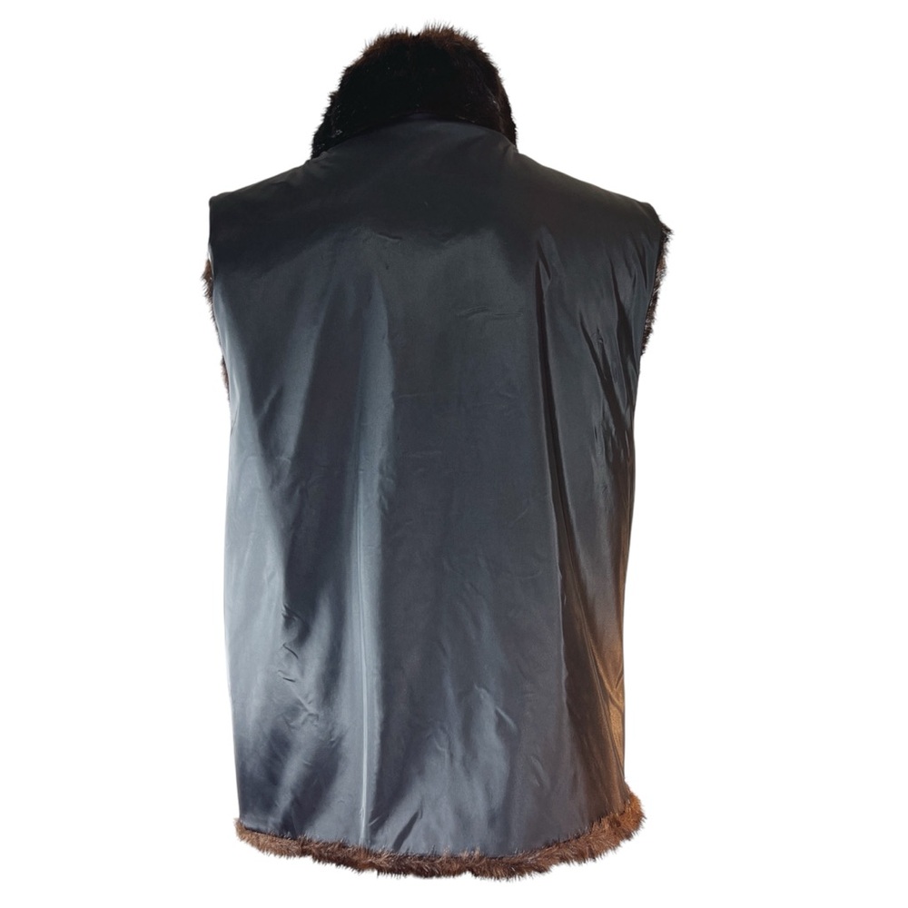Glacca Faux Fur Reversible Vest Size L Brown and Black Mob Wife Vegan Fu… - Picture 10 of 11